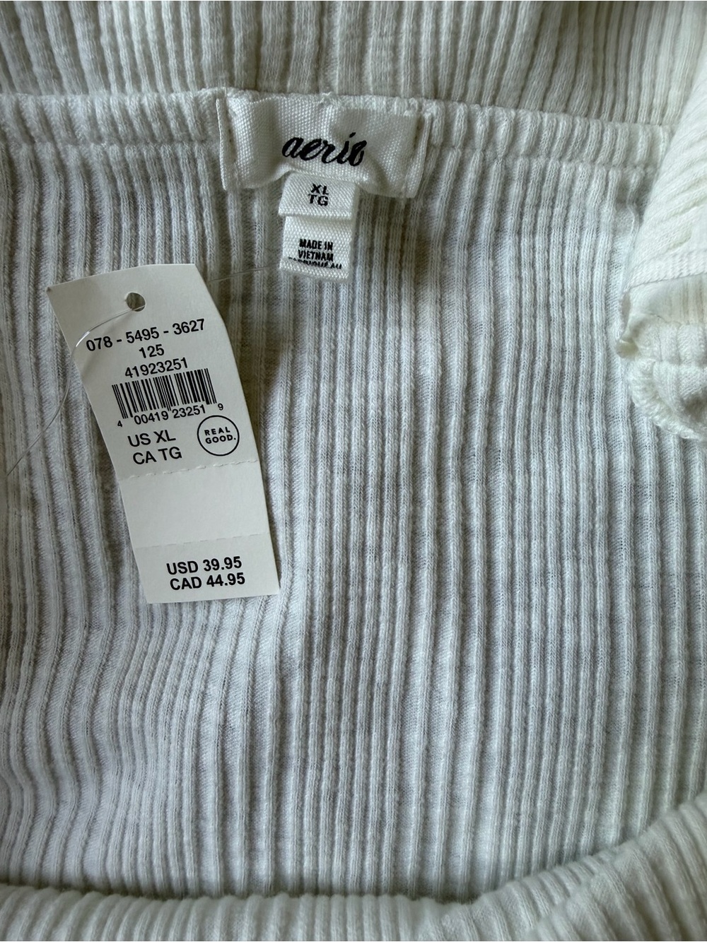 NWT Aerie Long Sleeve Off The Shoulder Bodysuit Size XL Ivory Cozy Minimalist - Picture 7 of 13